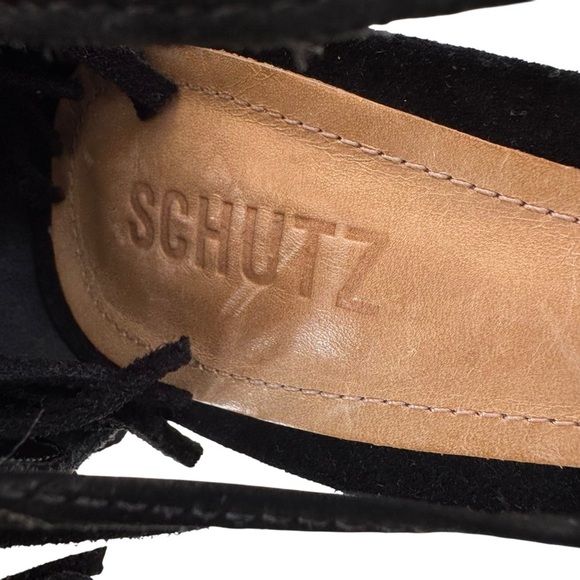 NEW Schutz Fringe Suede Stiletto Sandal Metal and Suede Fringe Black Size 9.5 - Picture 9 of 15